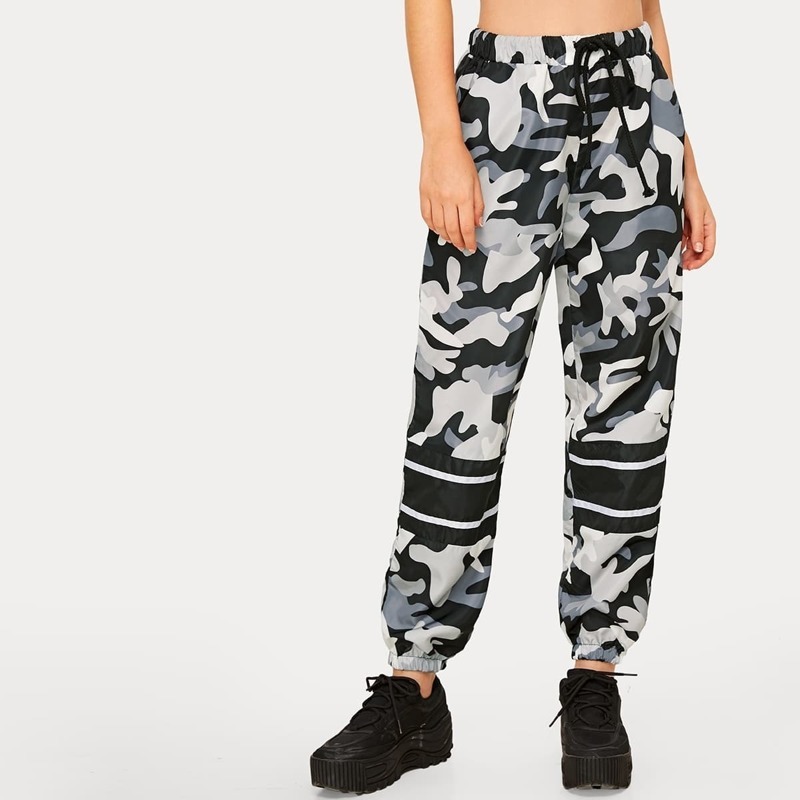 

Camo Print Drawstring Waist Wind Pants, Multicolor