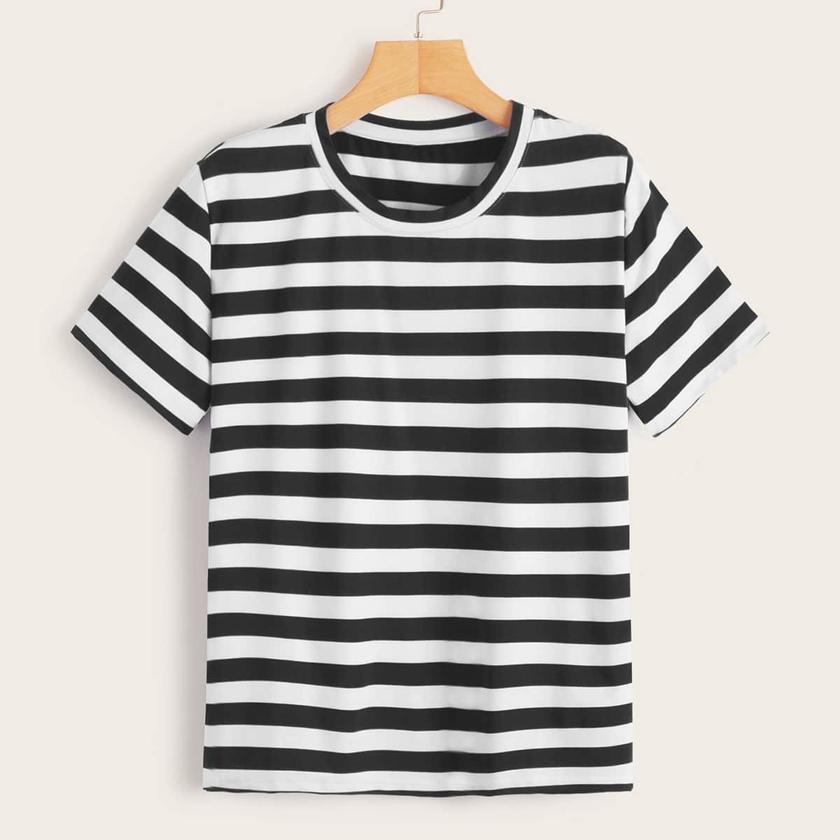 

Striped Short Sleeve Tee, Black and white