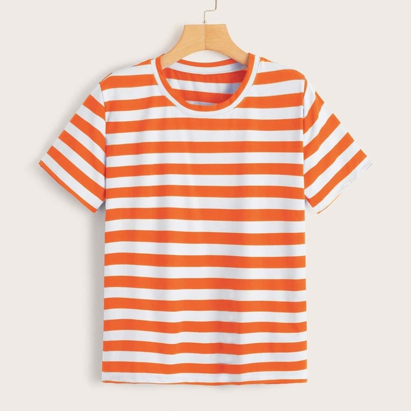 

Striped Short Sleeve Tee, Orange
