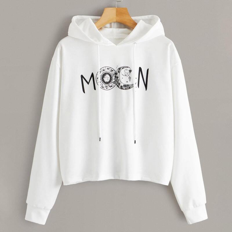 

Letter Graphic Drawstring Hoodie, White