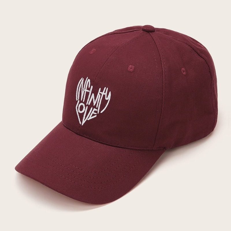 

Slogan Embroidery Baseball Cap, Red