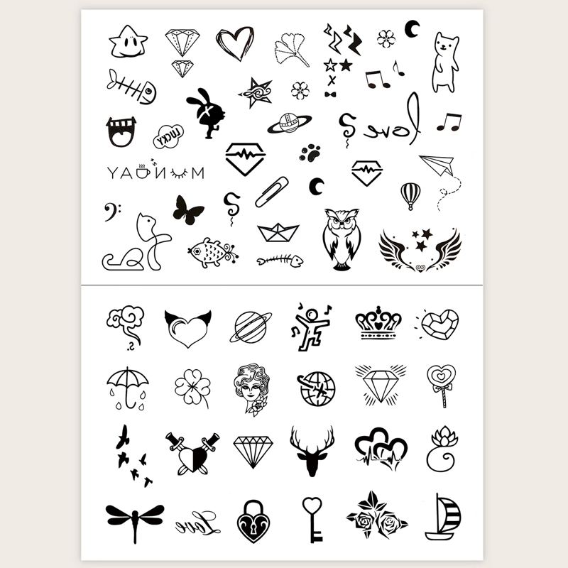 

Deer & Diamond Pattern Tattoo Sticker 2pcs, Black