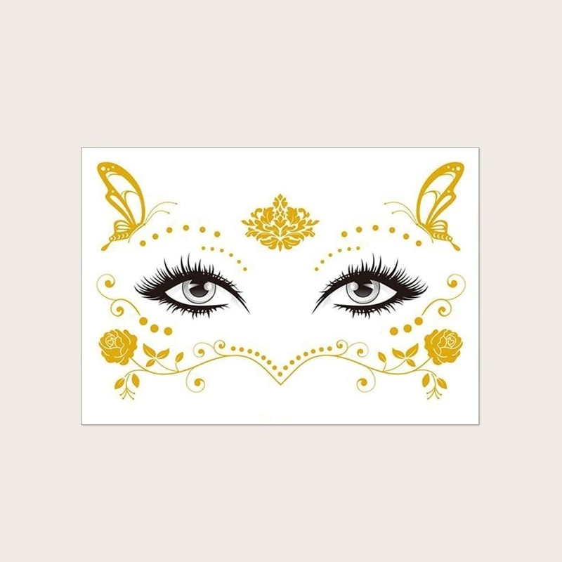 

Butterfly & Flower Pattern Face Tattoo Sticker 1pc, Yellow
