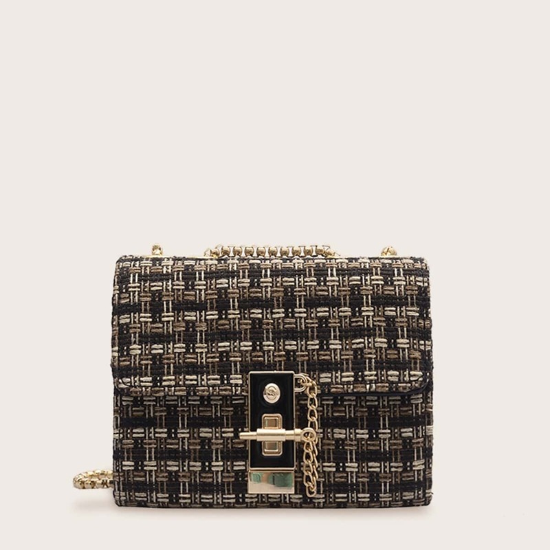

Twist Lock Flap Chain Bag, Multicolor
