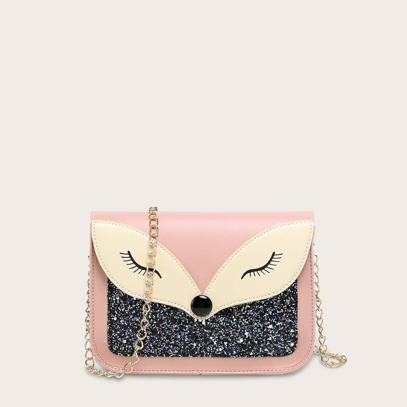 

Fox Design Glitter Chain Crossbody Bag, Multicolor