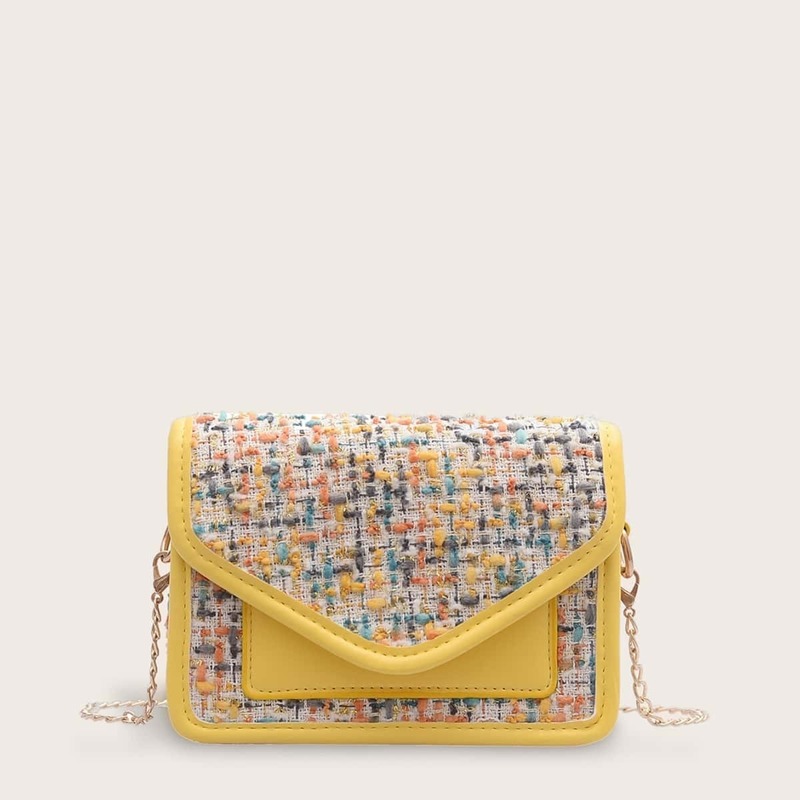 

Flap Linen Chain Crossbody Bag, Multicolor