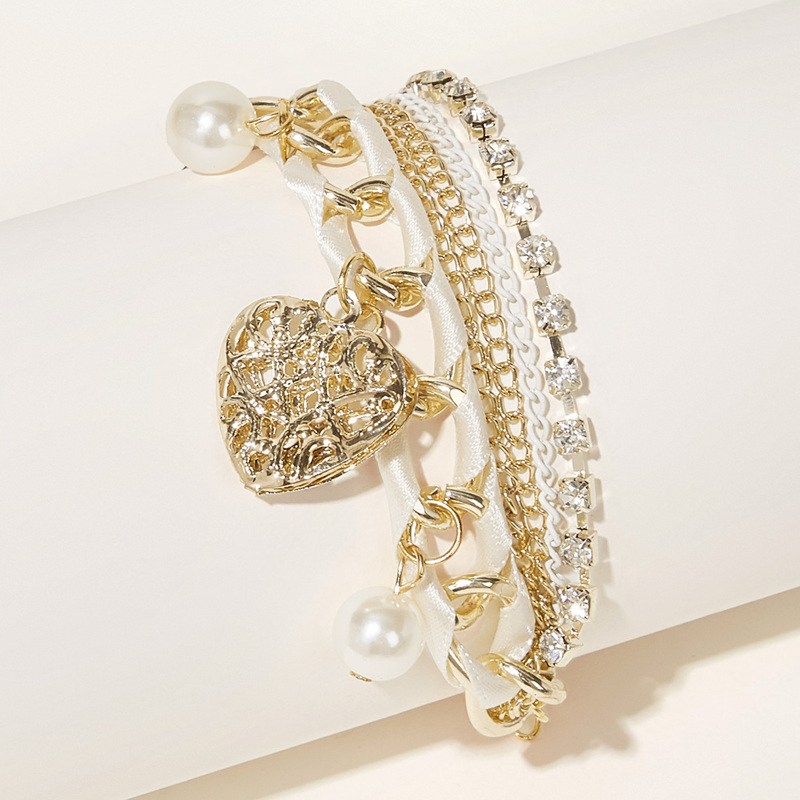 

Heart & Coin Charm Chain Bracelet 1pc, Gold