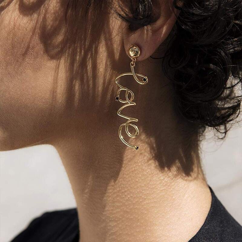 

Letter Drop Earrings 1pair, Gold