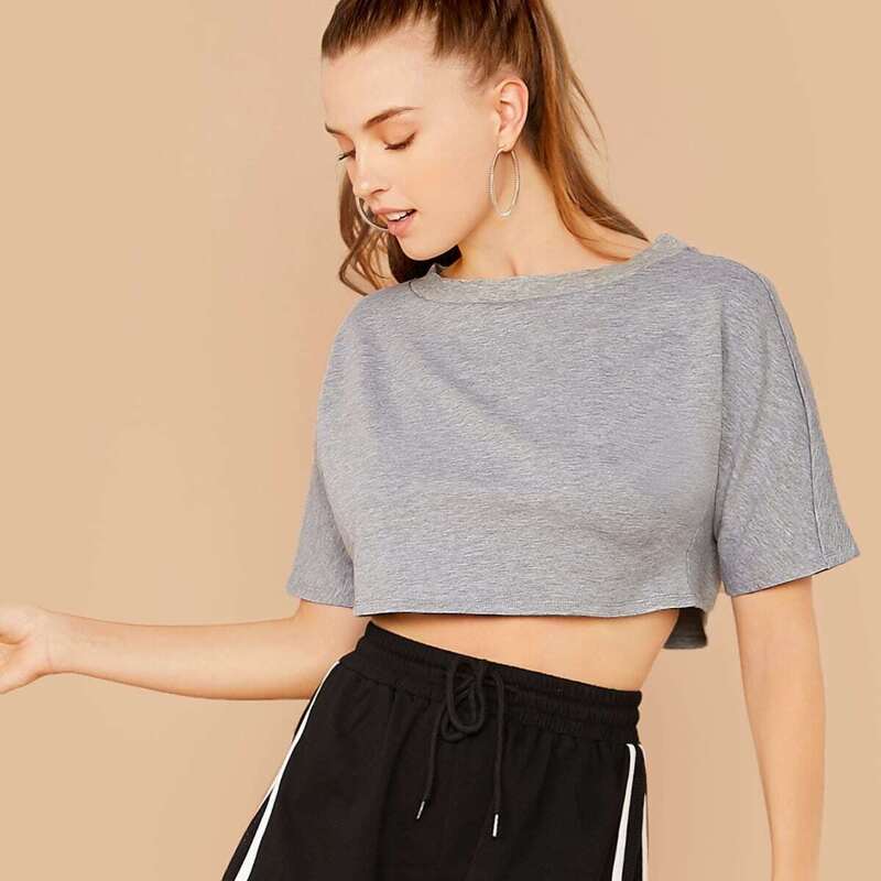 

Heather Grey Crop Pullover