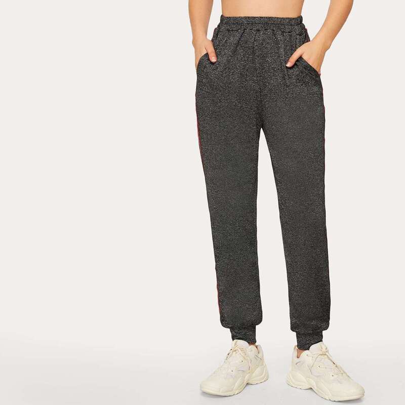 

Contrast Tape Space Dye Sweatpants, Grey