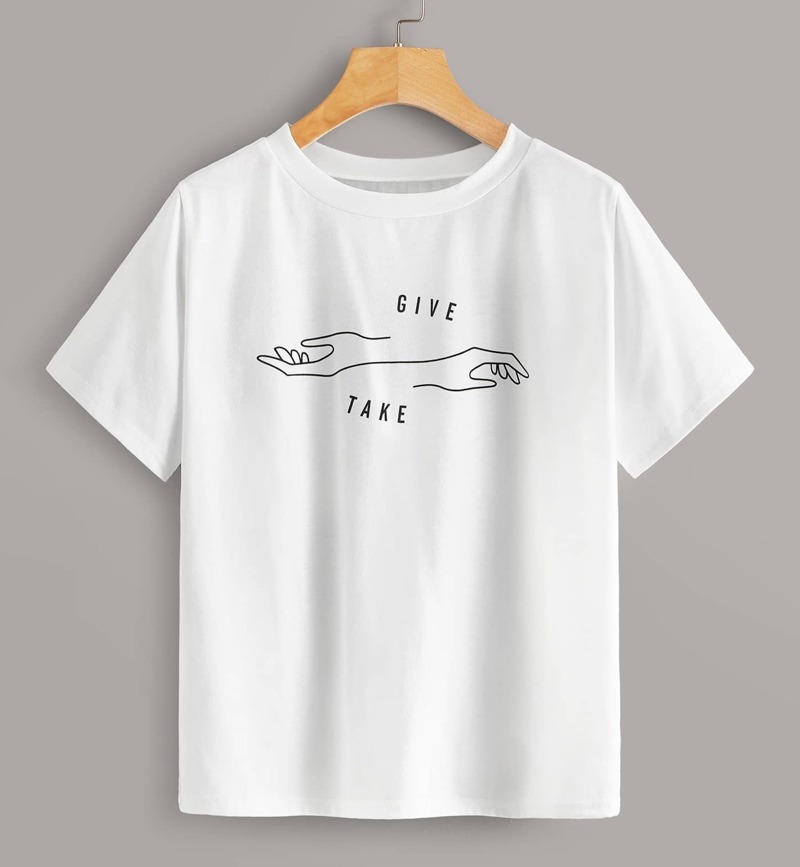 

Letter And Hand Print Tee, White