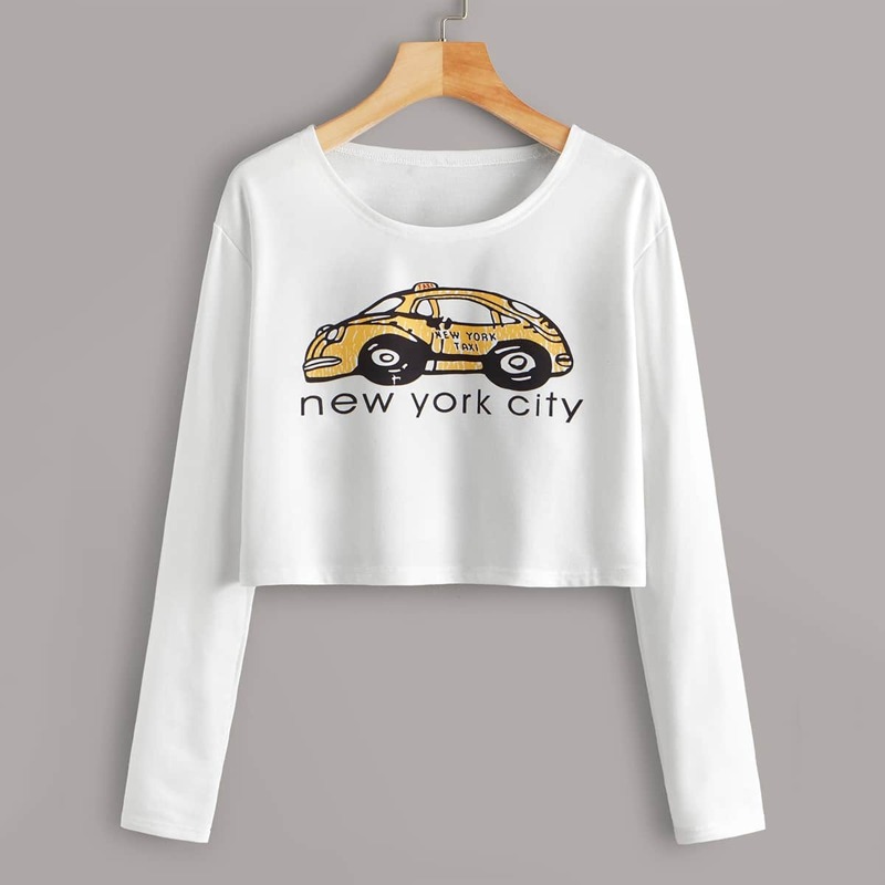 

Letter And Car Print Tee, White