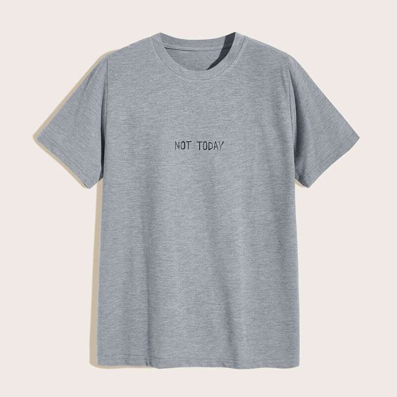 

Guys Letter Print Short Sleeve Tee, Grey