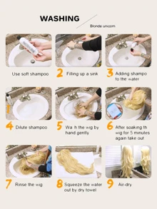 Tóc giả dài thẳng tự nhiên với Bangs - màu nâu - Xem 4