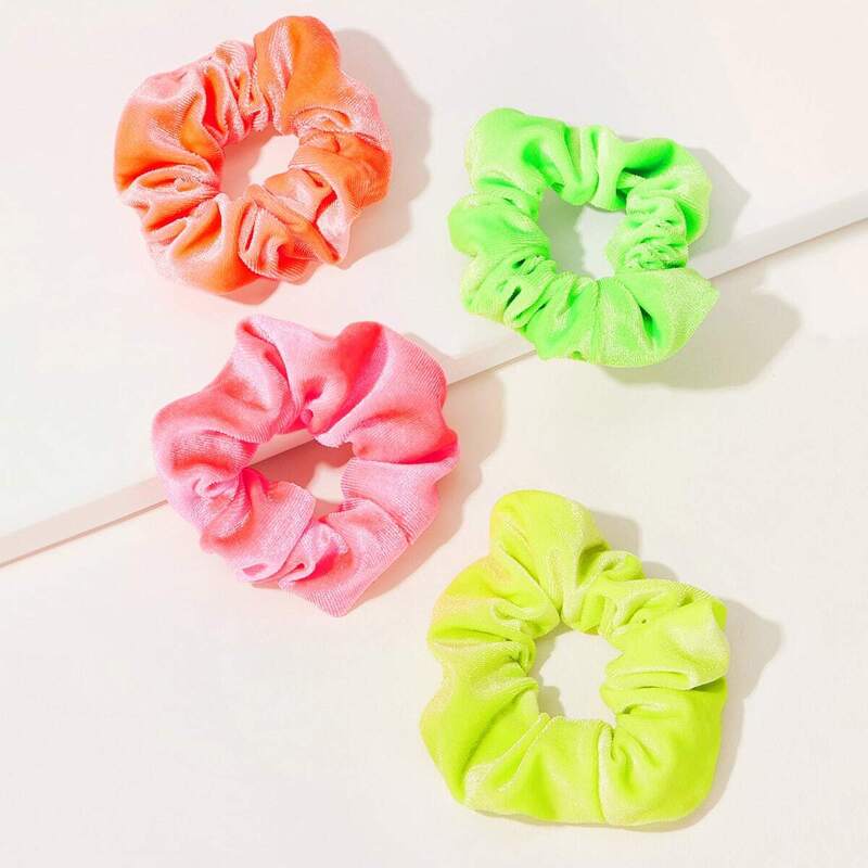 

Velvet Neon Scrunchie 4pcs, Multicolor
