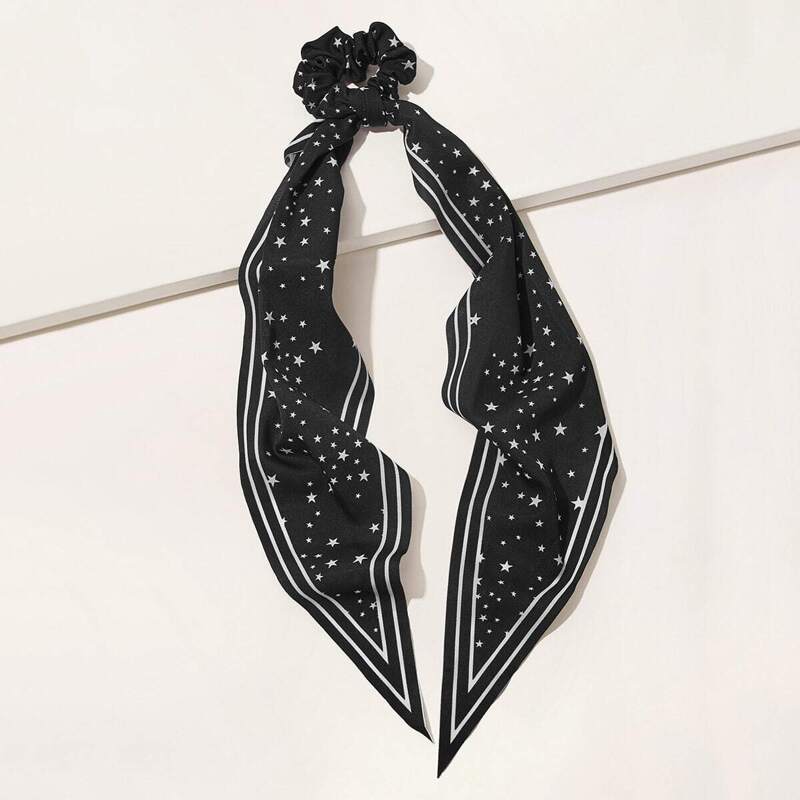 

Star Pattern Scrunchie, Black