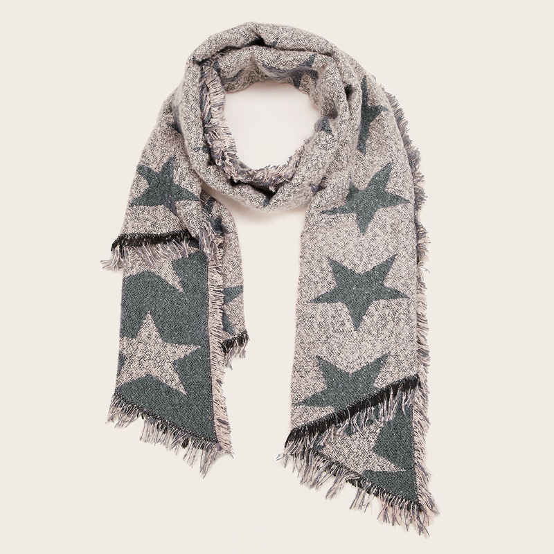 

Star Pattern Raw Hem Scarf, Multicolor
