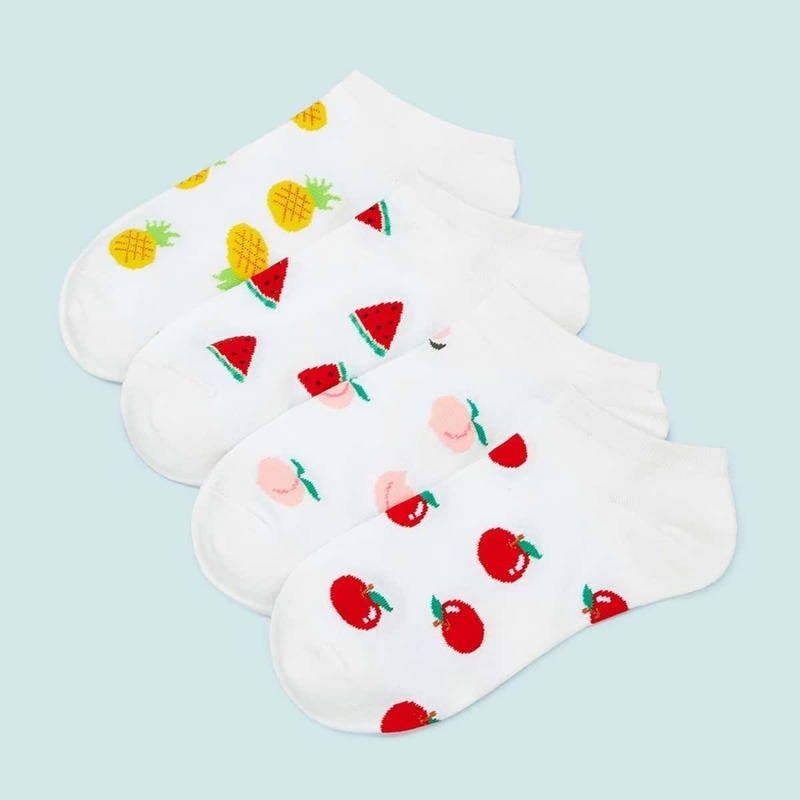 

Pineapple & Watermelon Pattern Ankle Socks 4pairs, Multicolor