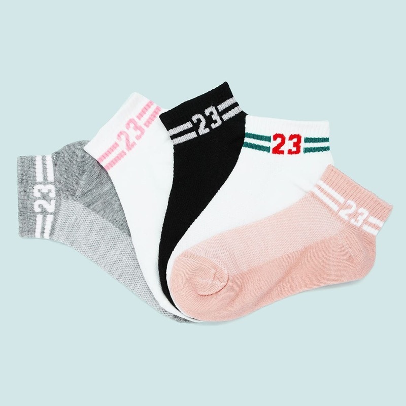 

Number Pattern Ankle Socks 5pairs, Multicolor