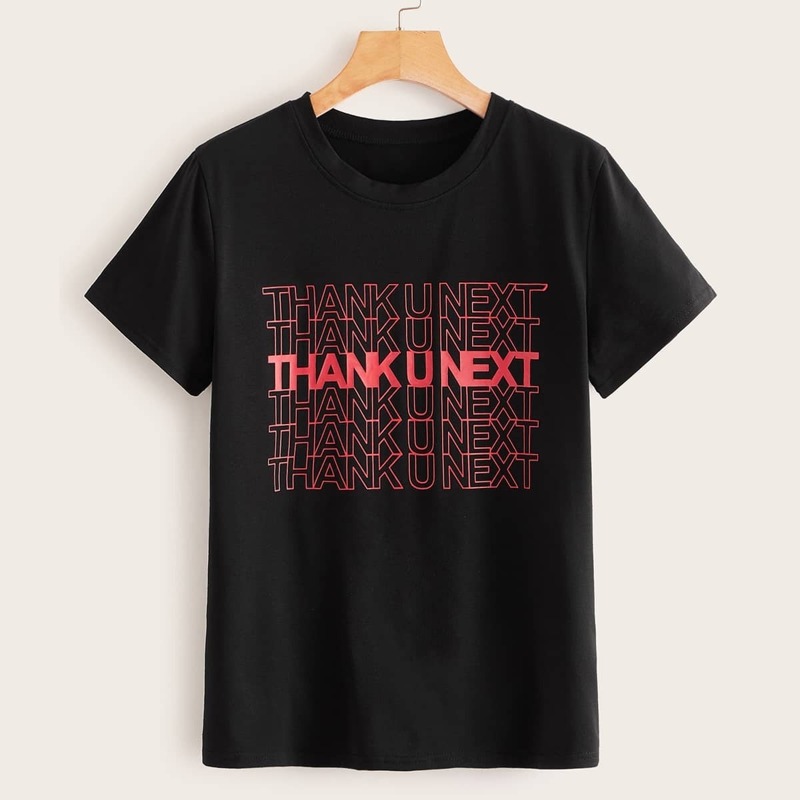 

Letter Graphic Round Neck Tee, Black