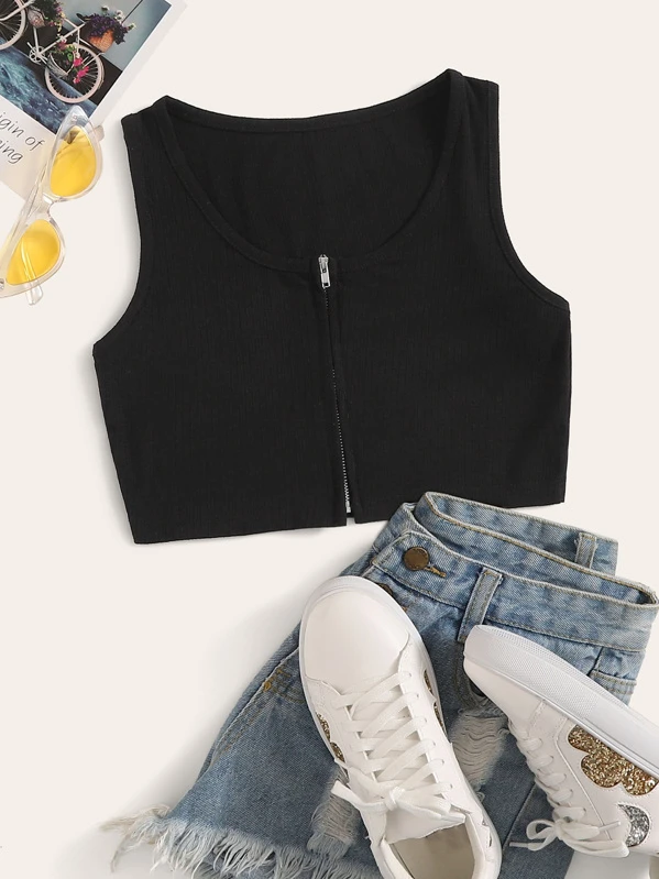 zip up sleeveless top