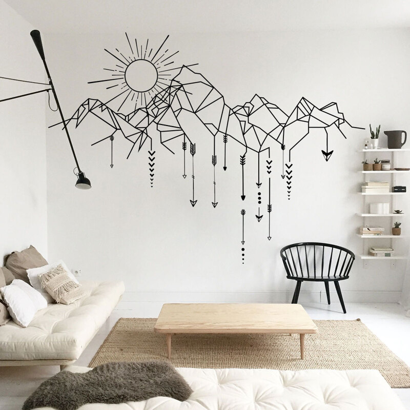 

Sun & Mountain Print Wall Sticker, Multicolor