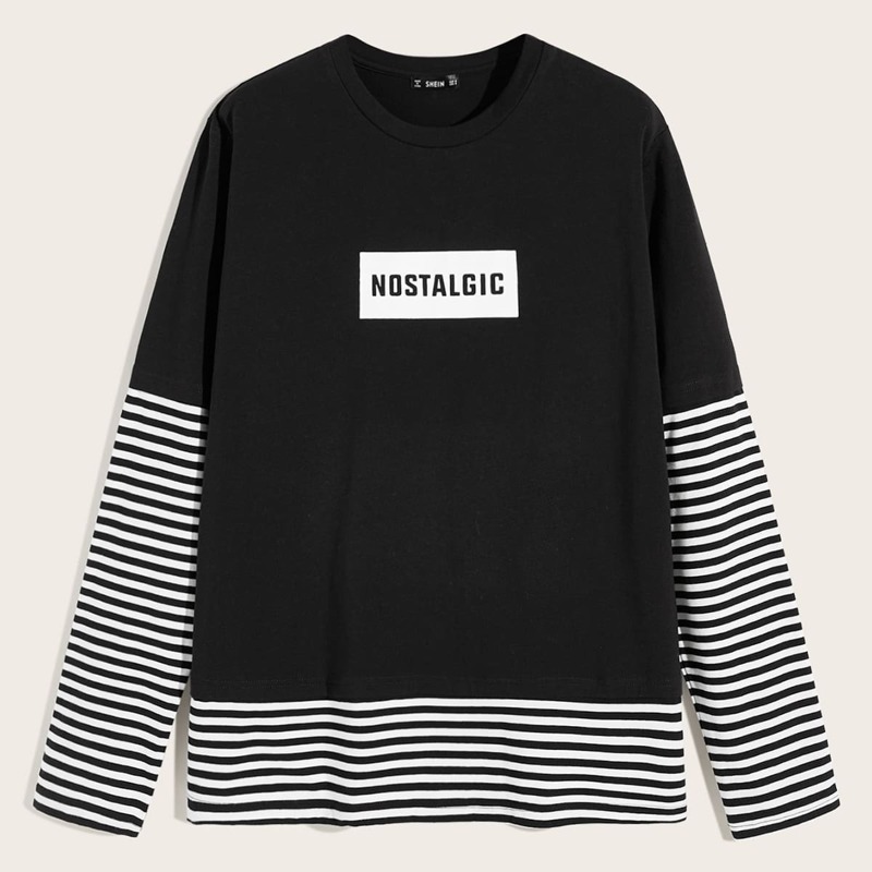 

Guys Striped and Letter Tee, Black