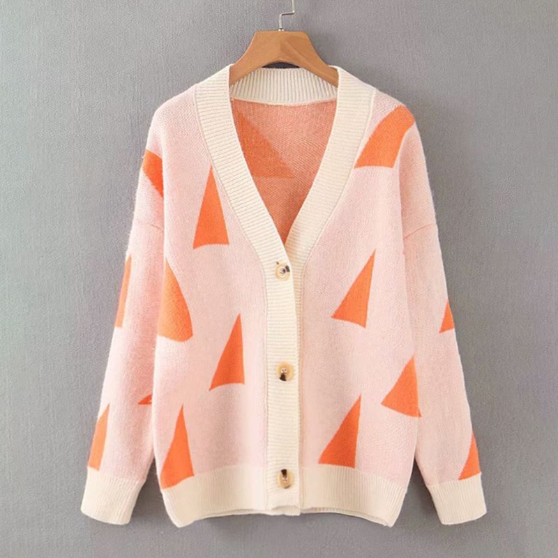 

Geometric Print Button Through Cardigan, Multicolor