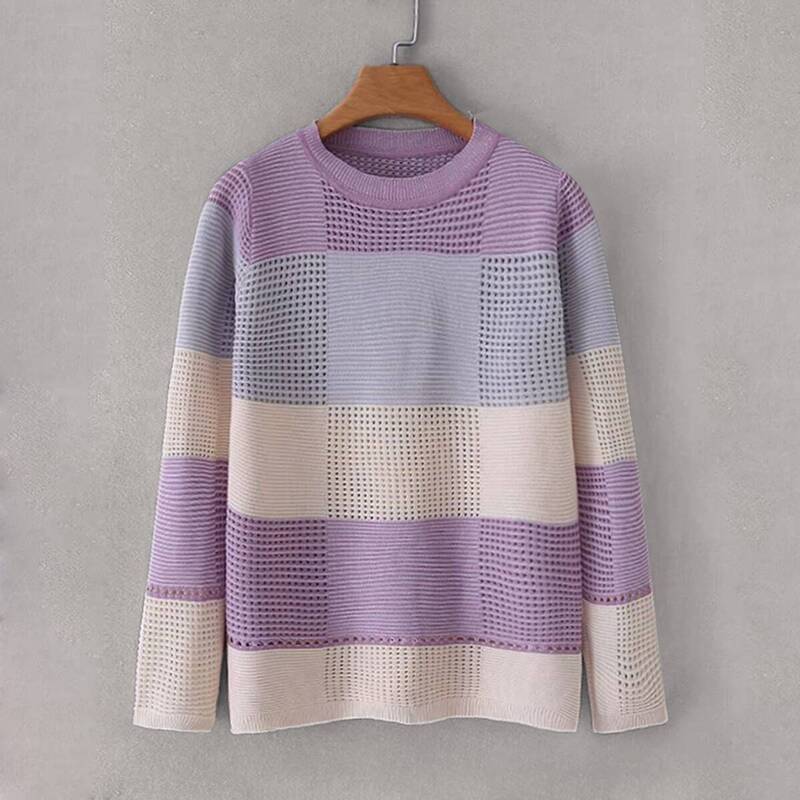 

Colorblock Pointelle Knit Sweater, Multicolor