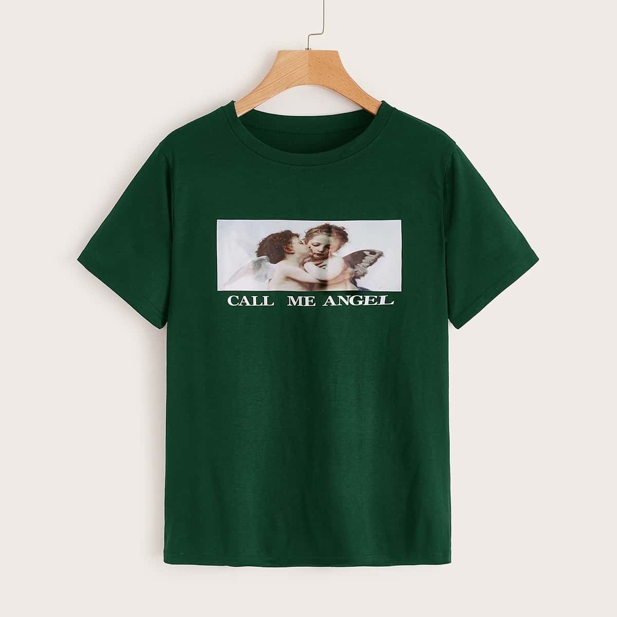 

Figure And Letter Graphic Tee, Green