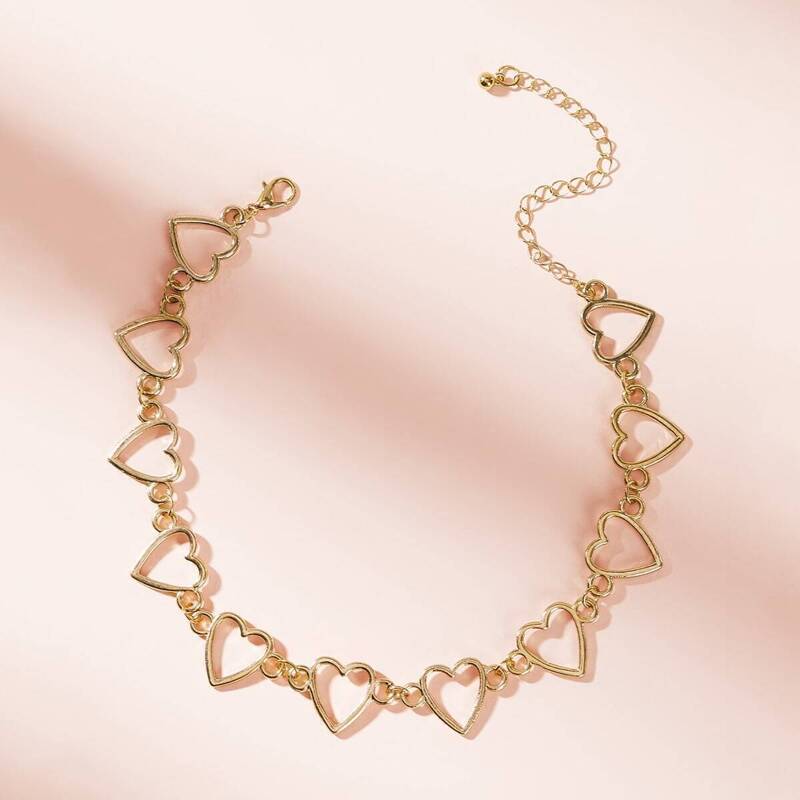 

Heart Design Chain Choker, Gold