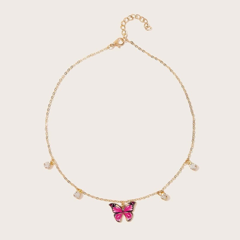

Butterfly & Rhinestone Decor Necklace, Multicolor