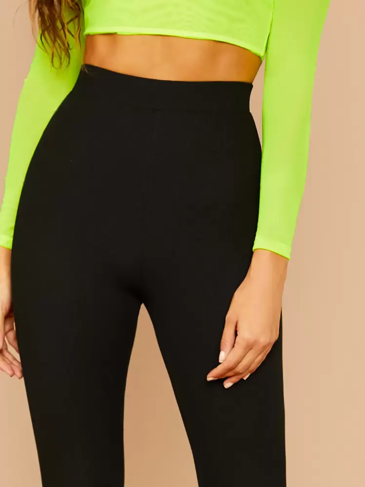 Muchica リブニット スキニー レギンス - ブラック - 見る 4