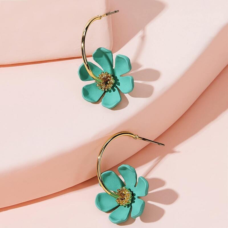 

Ring Decor Flower Earrings 1pair, Green