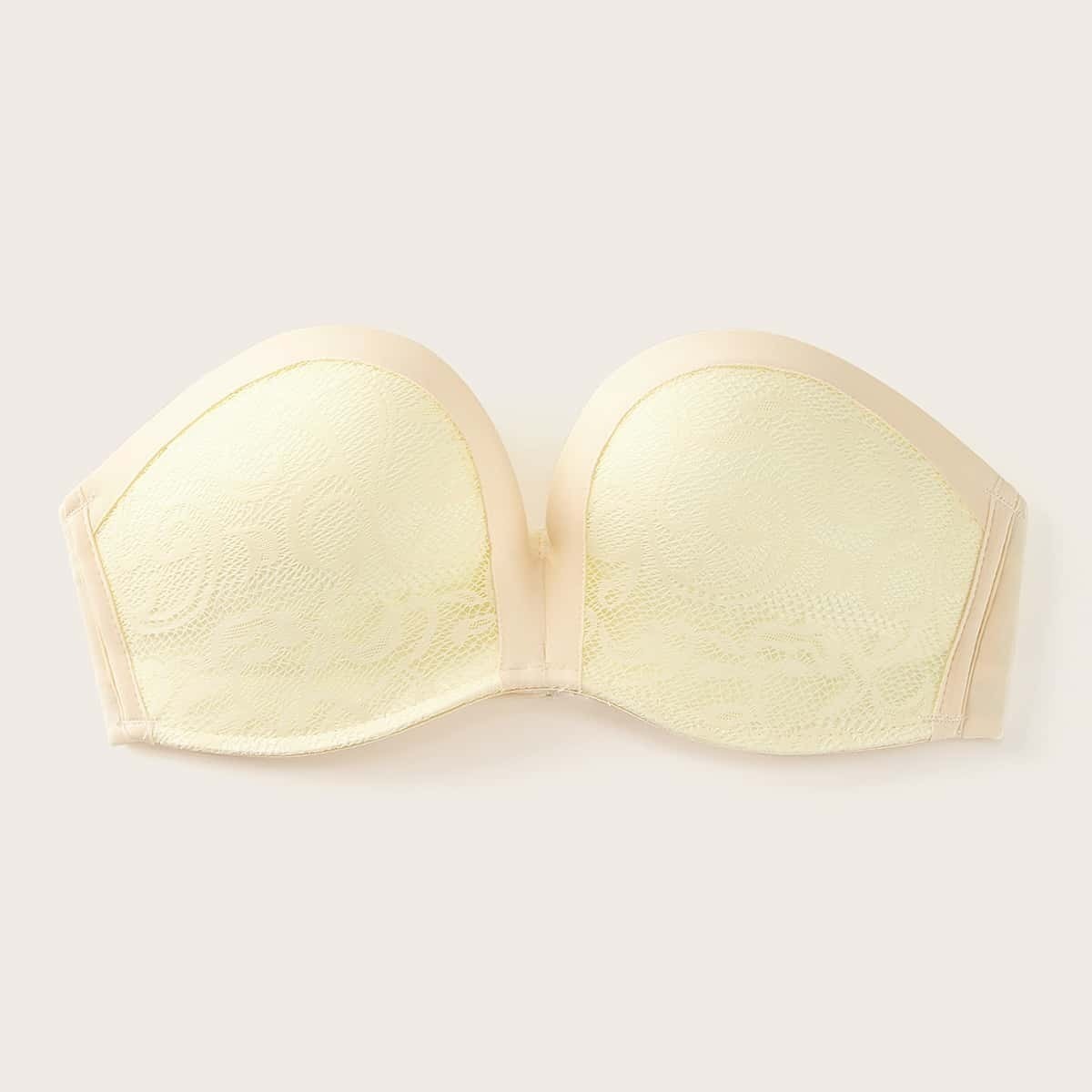 

Floral Lace Bandeau Bra, Gold