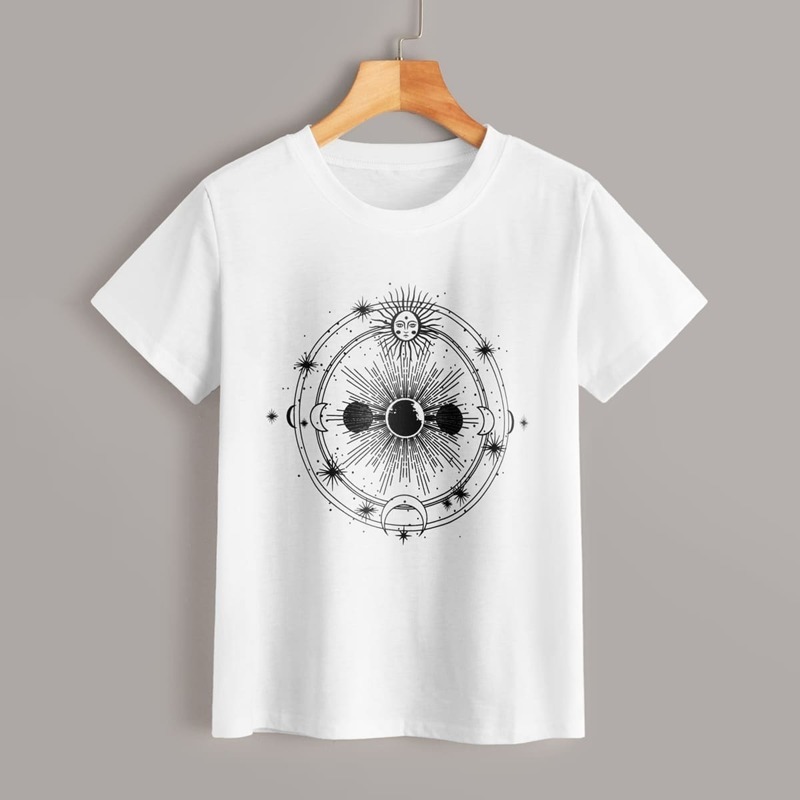 

Sun & Moon Print Tee, White