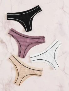 Rib Sexy Panties Set 4packs - Multicolor - View 2