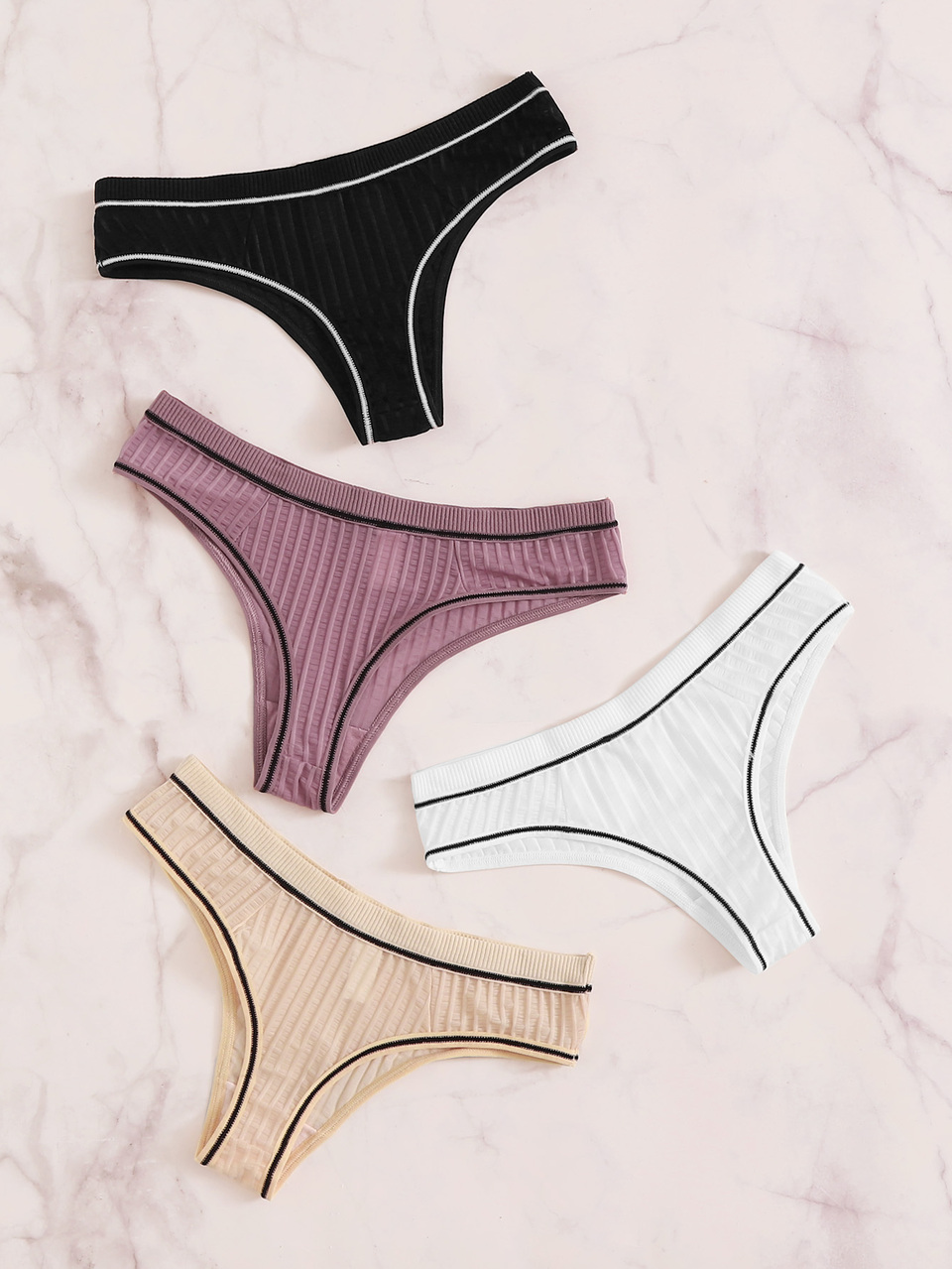 Rib Sexy Panties Set 4packs