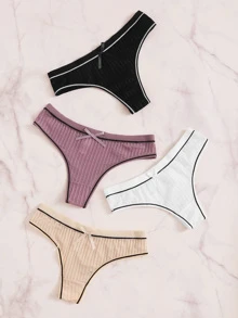 Rib Sexy Panties Set 4packs - Multicolor - View 3