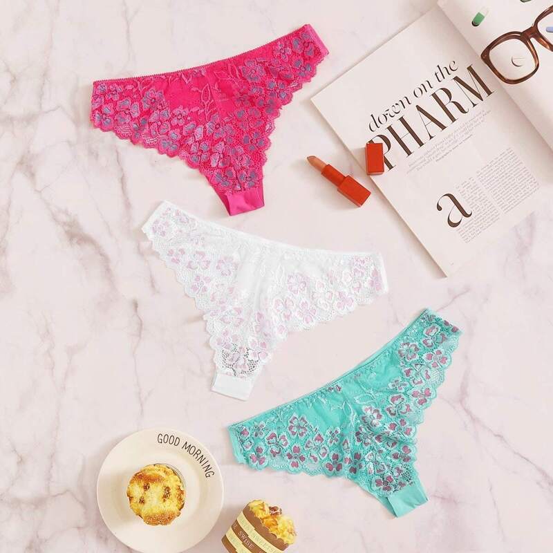 

Floral Lace Panty Set 3pack, Multicolor