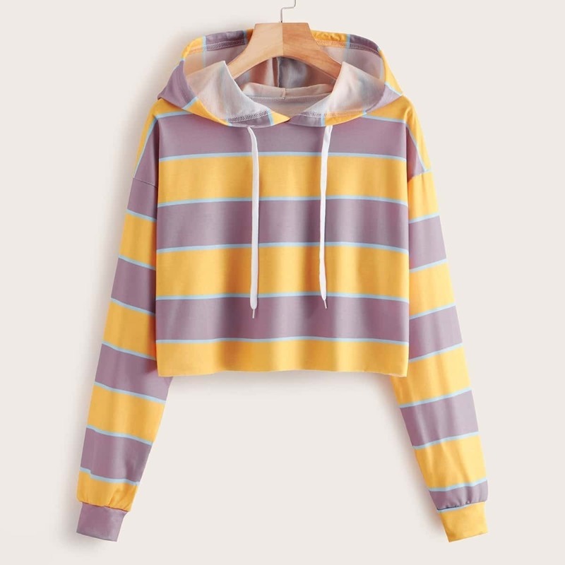 

Striped Drawstring Drop Shoulder Hoodie, Multicolor