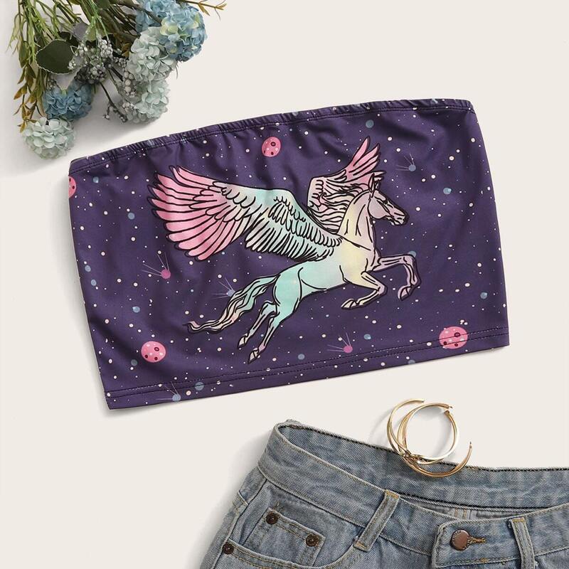 

Pegasus Print Tube Top, Purple