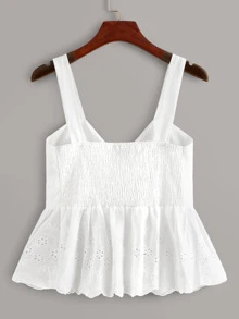 Breezaya Top de tirante bajo fruncido de espalda con nudo unicolor