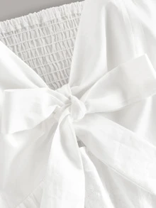 Breezaya Top de tirante bajo fruncido de espalda con nudo unicolor