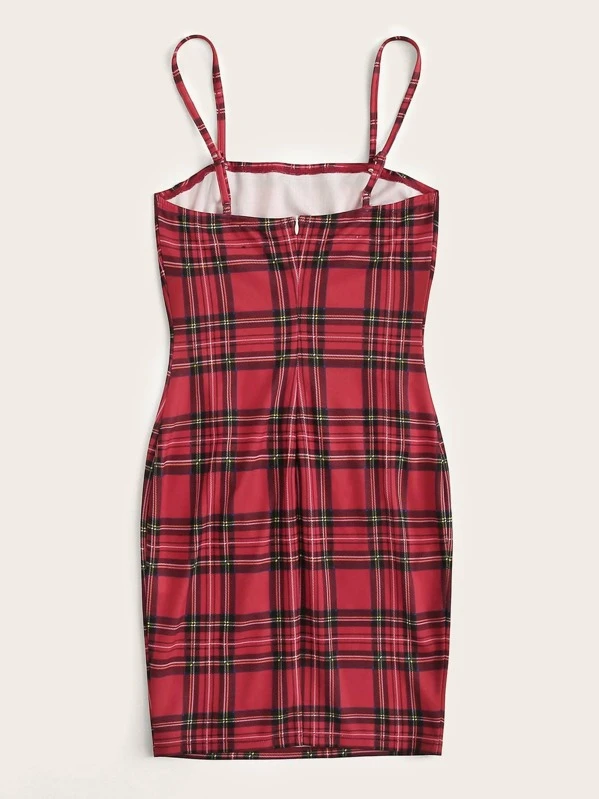 plaid bodycon cami dress