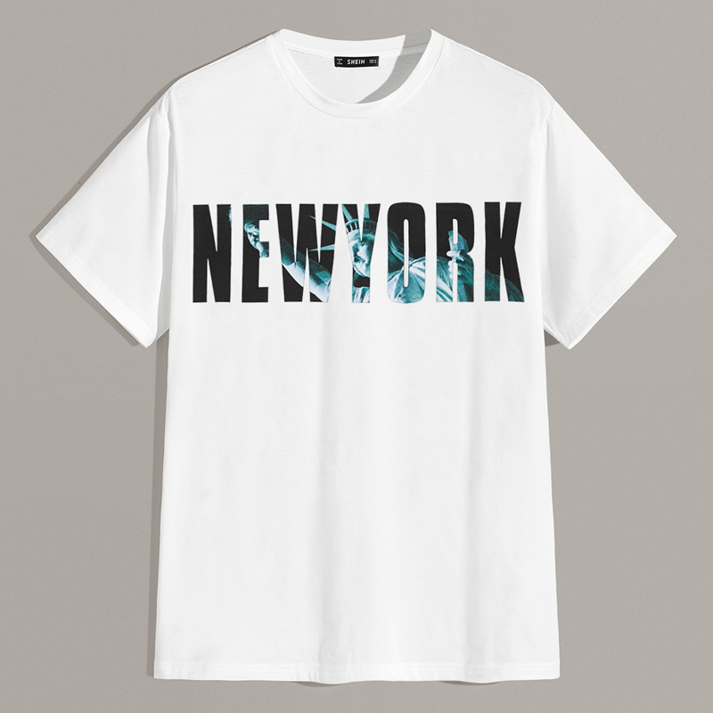 

Guys Letter Print Short Sleeve Tee, White