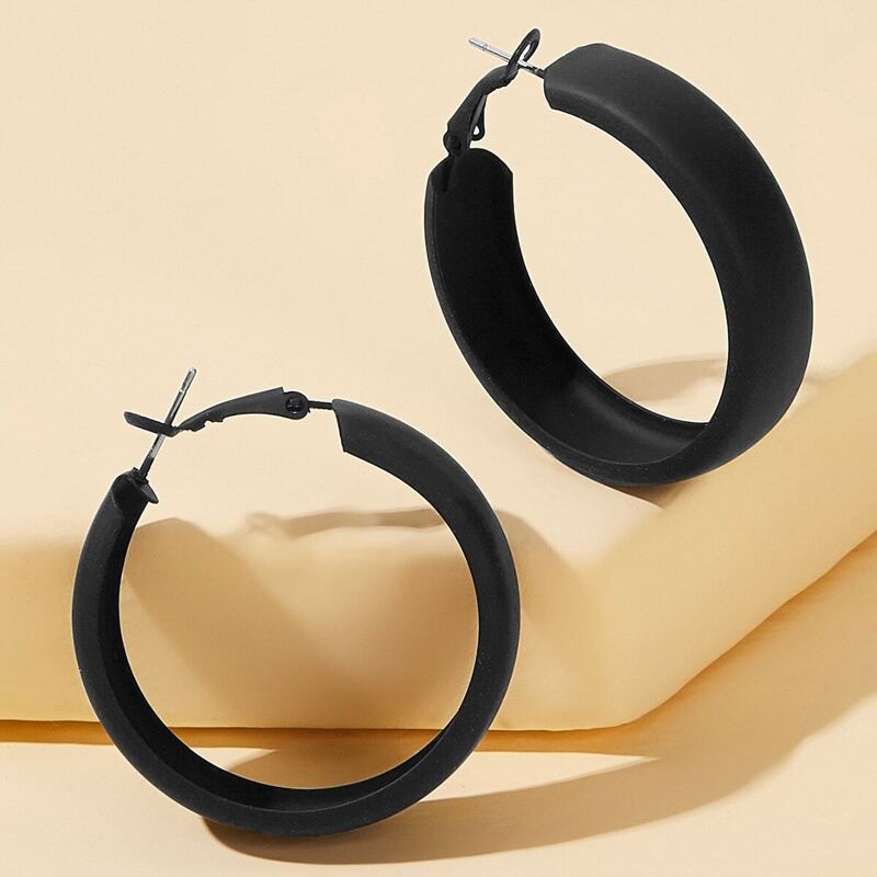 

Simple Hoop Earrings 1pair, Black