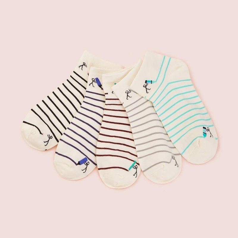 

Striped Pattern Socks 5pairs, Multicolor