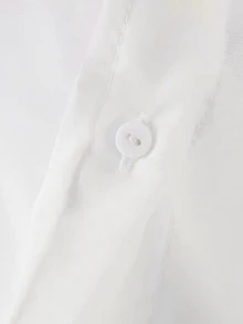 Tie Neck Mesh Sheer Blouse - White - View 6