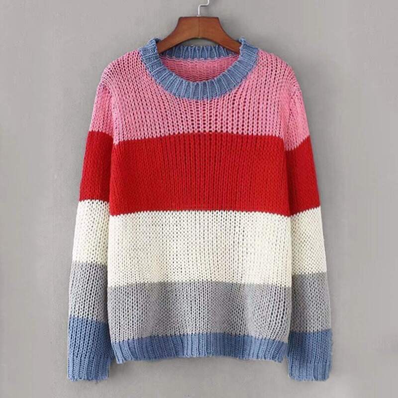

Colorblock Pointelle Knit Sweater, Multicolor